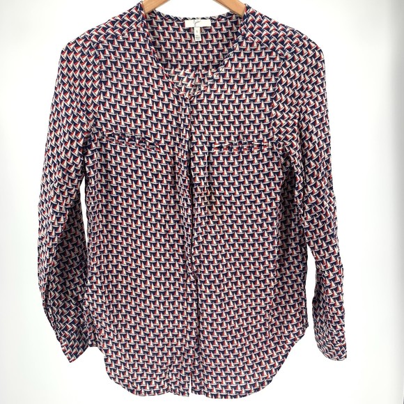 Joie silk sailboat print long sleeve blouse small - Picture 1 of 8
